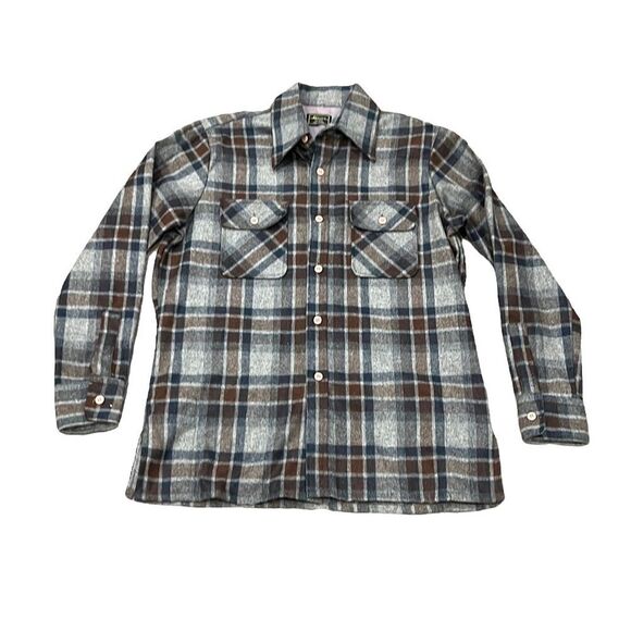 Vintage Atkinson plaid wool blend button down size medium - Picture 1 of 8